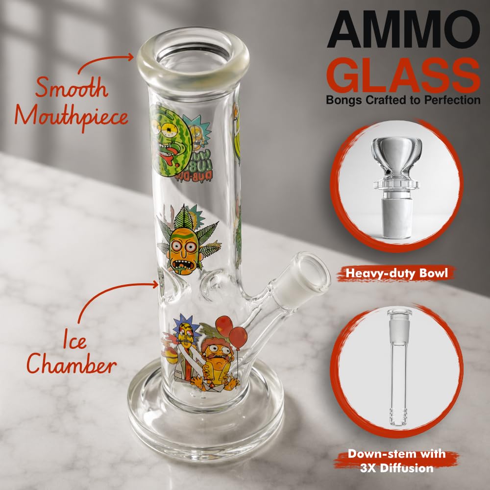 Ammo Glass® BONG 10 inch Glass Bong | 300% Diffusion due to Special Down-Stem 1