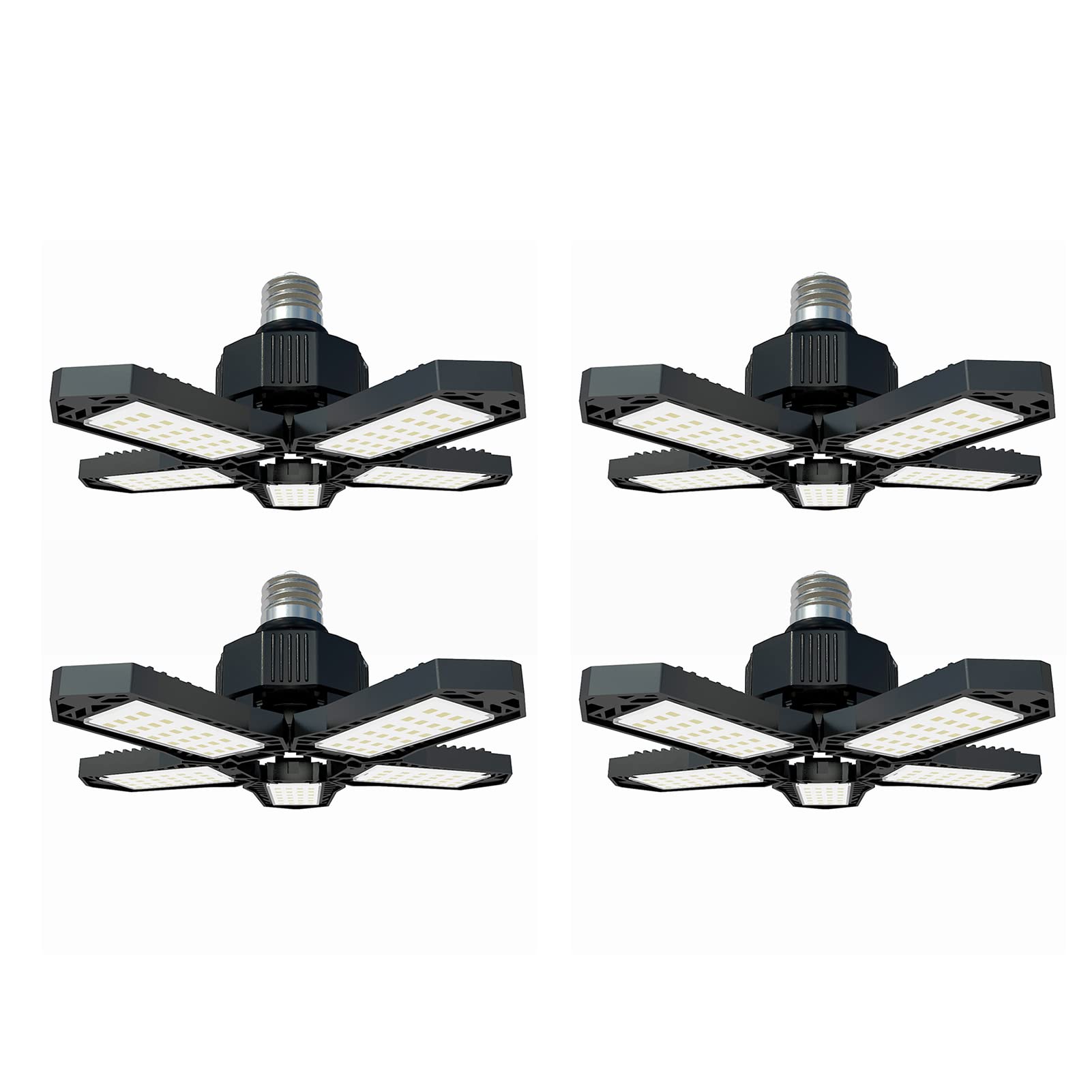 4-Pack LED Garage Lights-Mini Ceiling Lights with 5 Adjustable Panels Deformable Fan Lamp Celling 100-265V 1500LM 6500K E27/E26 for Attic, Basement
