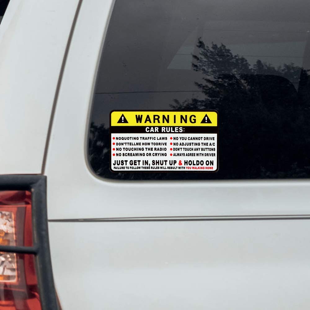 2 Adesivi Auto Con Regole Di Sicurezza Umoristiche – Vinile Impermeabile 10x5,7 Cm - 5