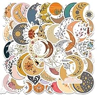 Moon Stickers |50 Pcs Moon Flower Waterproof Vinyl Decals for Water Bottles Laptop Luggage Cup Computer Mobile Phone Skateboard Guitar Helmet Snowboard Décor