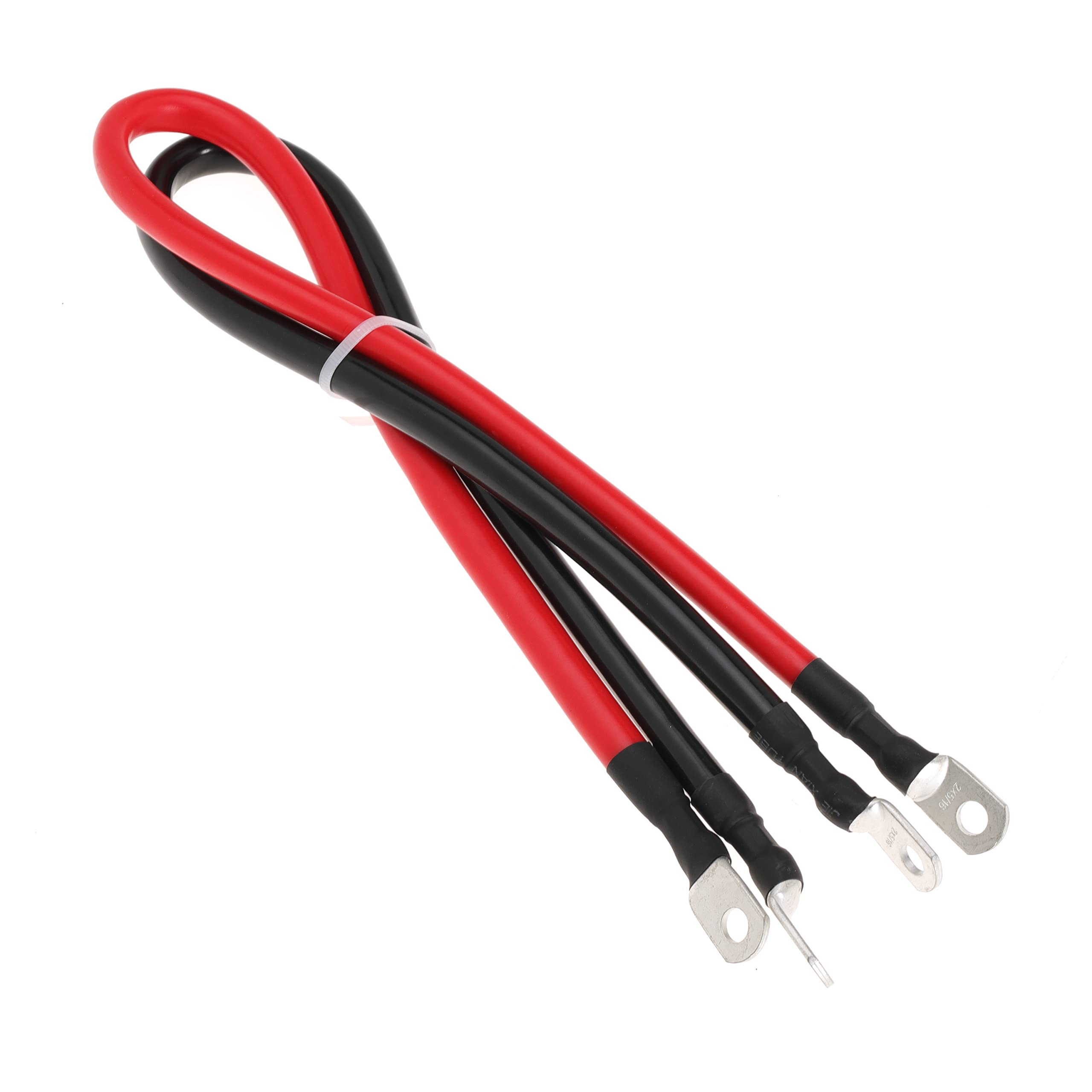 Cavo per batteria da 2 AWG, calibro 2 AWG, cavi inverter di alimentazione per batteria, con terminale da 5/16", per auto, barche, camper, auto e moto (60 cm)