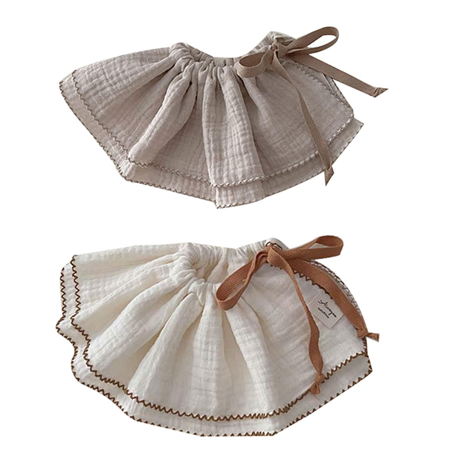 SueaLe 2Pcs/pack Baby Cotton Bib Lovely Cartoon Print Newborn Petal Edge Comfort Nursing Feeding Accessory Four-layer Cotton-gauze Saliva Towel Baby Teething Bibs