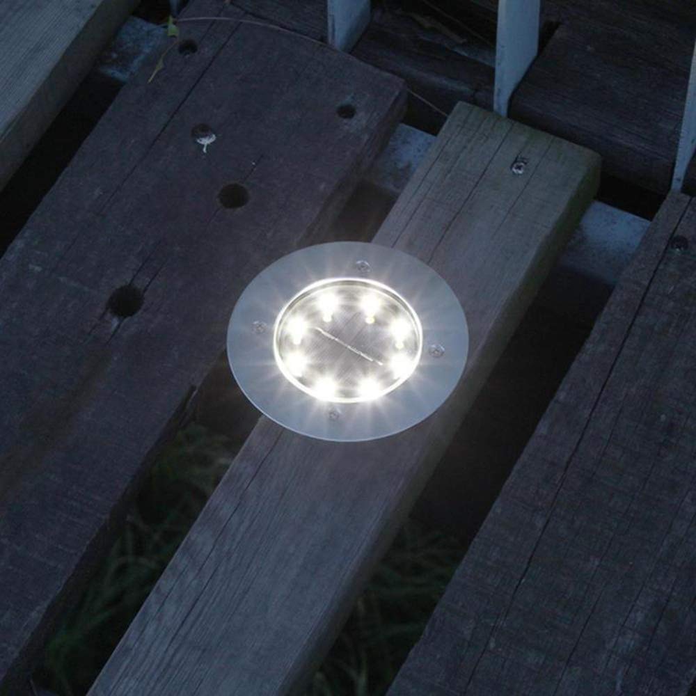 8LED Solaire IP65 lumière souterraine extérieure Jardin étanche Pathway Buried Chemin Lampe Spot encastrable Creusée éclairage paysager,Warm White,4PC