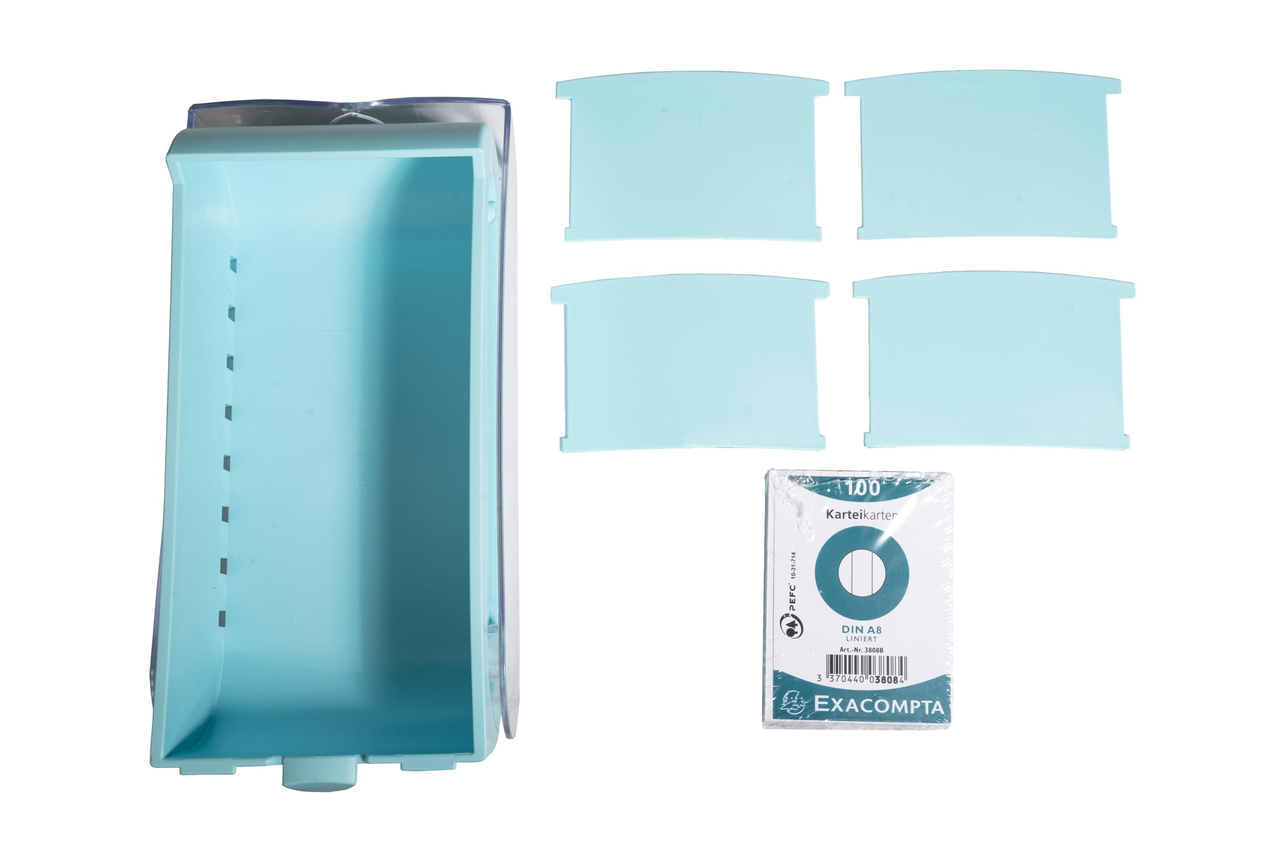 Exacompta - Ref. 5349623D - Karton mit 8 Learning Box BUNNYBOX A7 Aquarell - Maße 25 x 13,2 x 8,5 cm - Kapazität bis zu 900 Karten im Format A7-4 verschiedene Farben