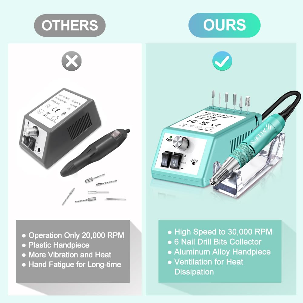 Máquina profesional de taladro de uñas Efile de 30000 rpm, kit de lima de uñas eléctrica para uñas de dedos de los pies, uñas de gel acrílico, taladro de manicura y pedicura con 6 brocas y 106 bandas