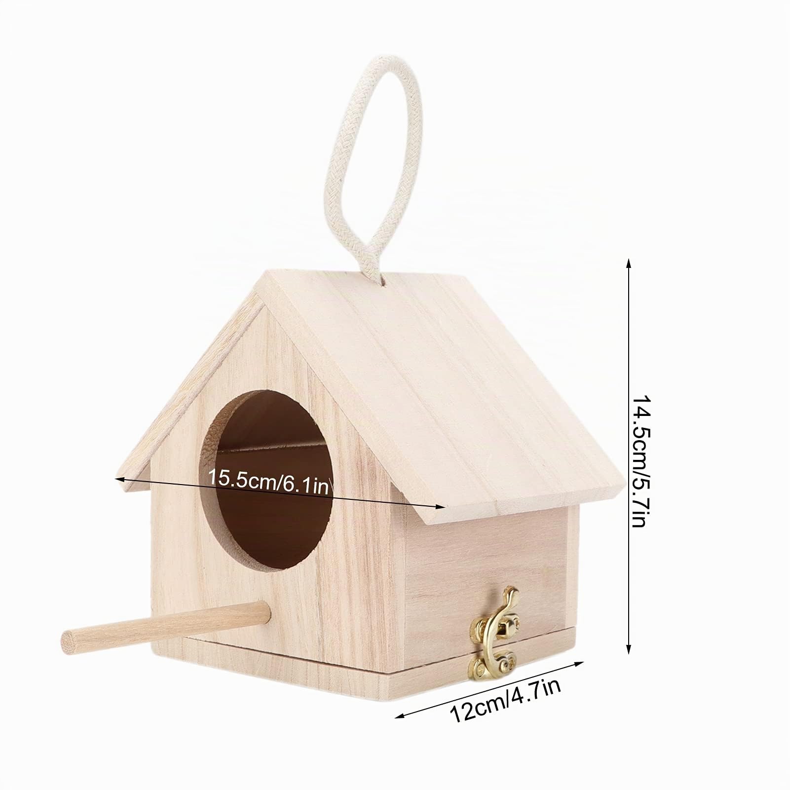Casetta Uccelli Legno Naturale Appesa, Rifugio Invernale Rustico Giardino | Capanna Piccoli Uccelli 15,5cm, Protezione Dal Freddo Decorazione Rustica Esterna