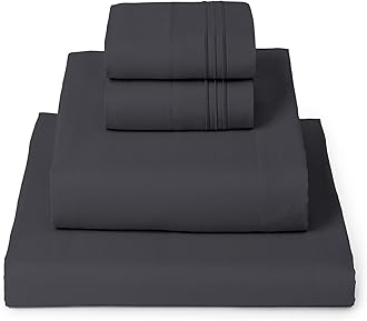 Mellanni Queen Sheets Set - 4 PC Iconic Collection Bedding - Hotel Luxury, Extra Soft, Cooling Bed Sheets - Wrinkle, Fade, Stain Resistant (Queen, Charcoal)