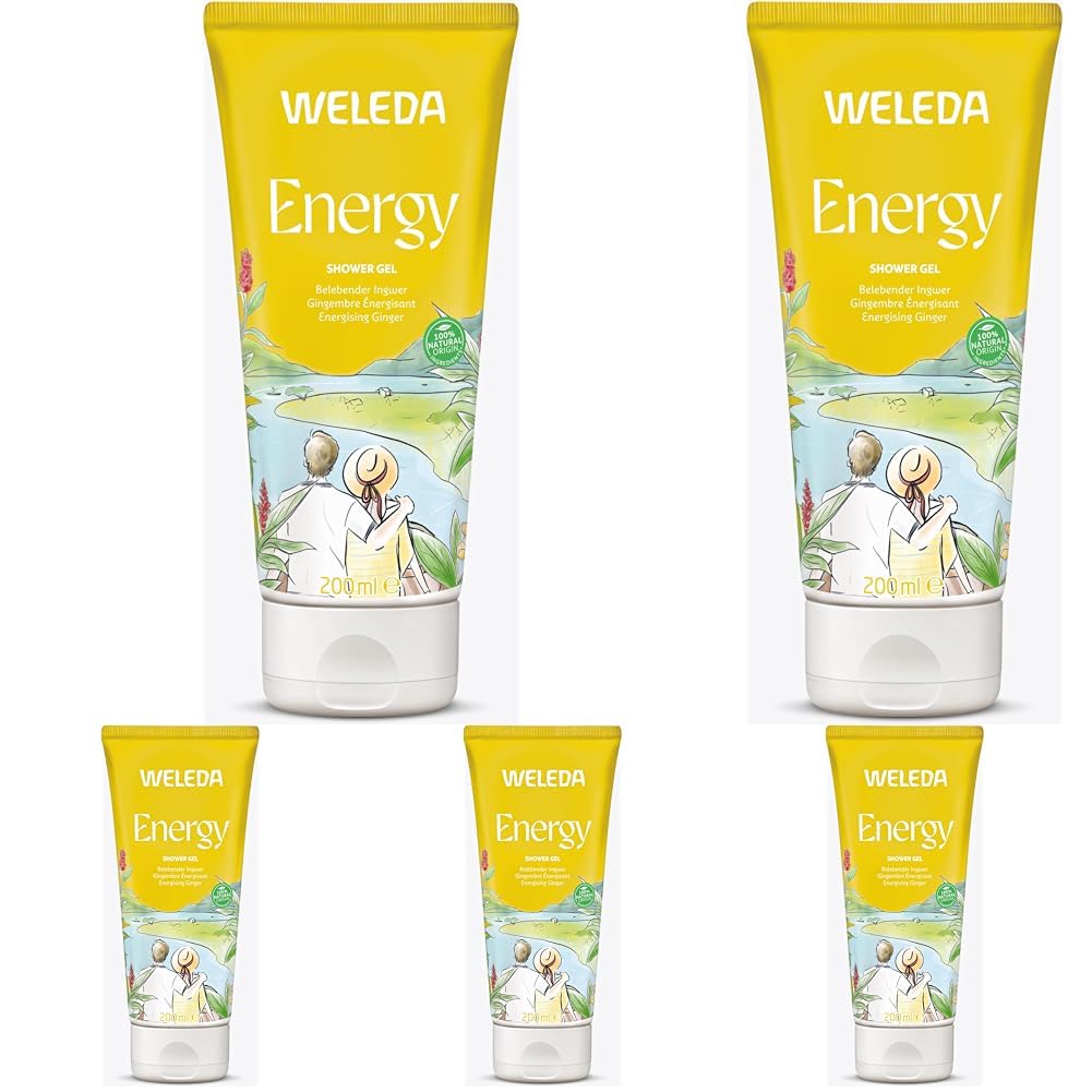 WELEDA Bio Energy Duschgel vegan - Naturkosmetik Aroma Shower Duschseife für Frauen & Männer mit Ingwer/Zedernholz Duft, Natürliche Hautpflege Dusche zur Reinigung von Gesicht & Körper (1x 200ml)