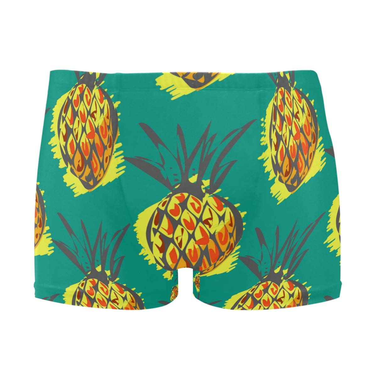 Mens Art Pineapple Swim Shorts Boxer Brief Drawstring Square Leg Swimsuit Quick Drying S-3XL