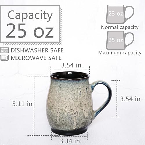 Miniatura 2 de Bosmarlin - Taza de cerámica extra grande para café, 25 onzas, apta para lavavajillas y microondas, taza grande y sobredimensionada para té para