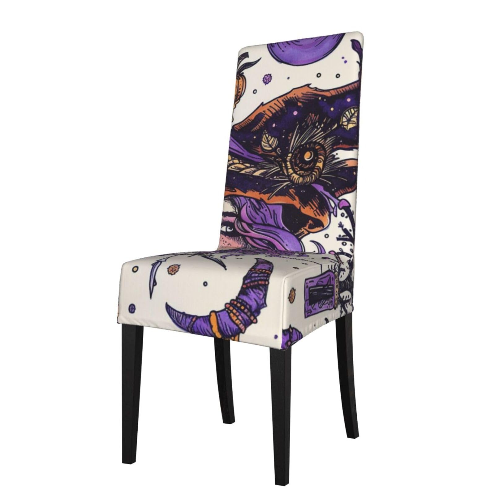 Magic Witch Witchcraft Bohemian Drawing Print Dining Chair Covers Removable Chair Seat Covers Decorative for Kitchen & Bar Stools