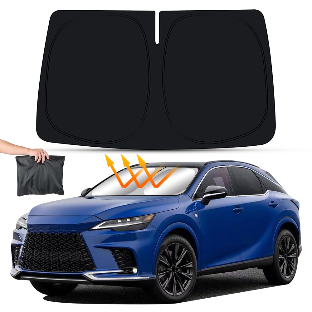 LUNQIN Car Sun Shade for Lexus RX 2023 2024 350 350h 450h+ 500h Auto Interior Accessories Front Windshield Sunshade Foldable Insulation Reflective Protector Parasol Window Curtains Cover Visor