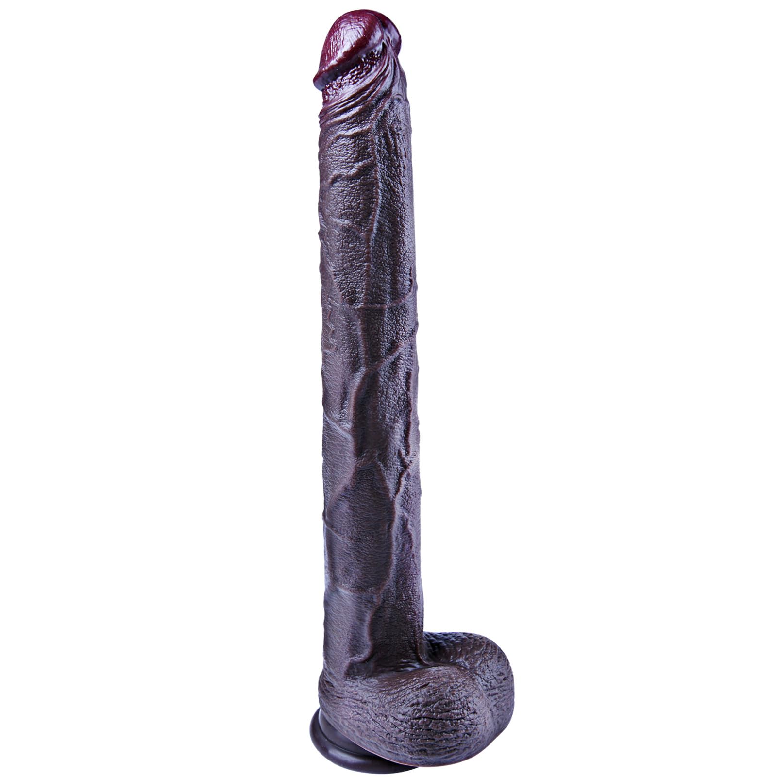Fallo nero extra lungo da 42 cm, giocattolo sessuale femminile realistico, silicone a doppia densità, ventosa, fallo gigante XXXL, stimolatore grande e spesso con palla, adatto per donne/uomini/coppie