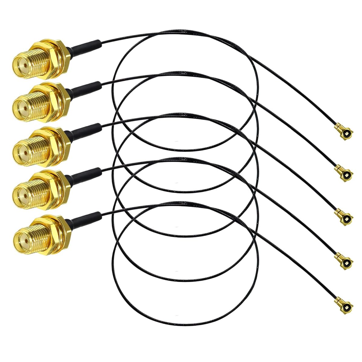 DollaTek 5 szt. 20 cm / 7,8 cala U.FL Mini PCI do odwrotnej biegunowości SMA Pigtail antena WiFi kabel ipx do SMA Pigtail kabel WiFi adapter antenowy FPV transmiter - zewnętrzny spiralny otwór