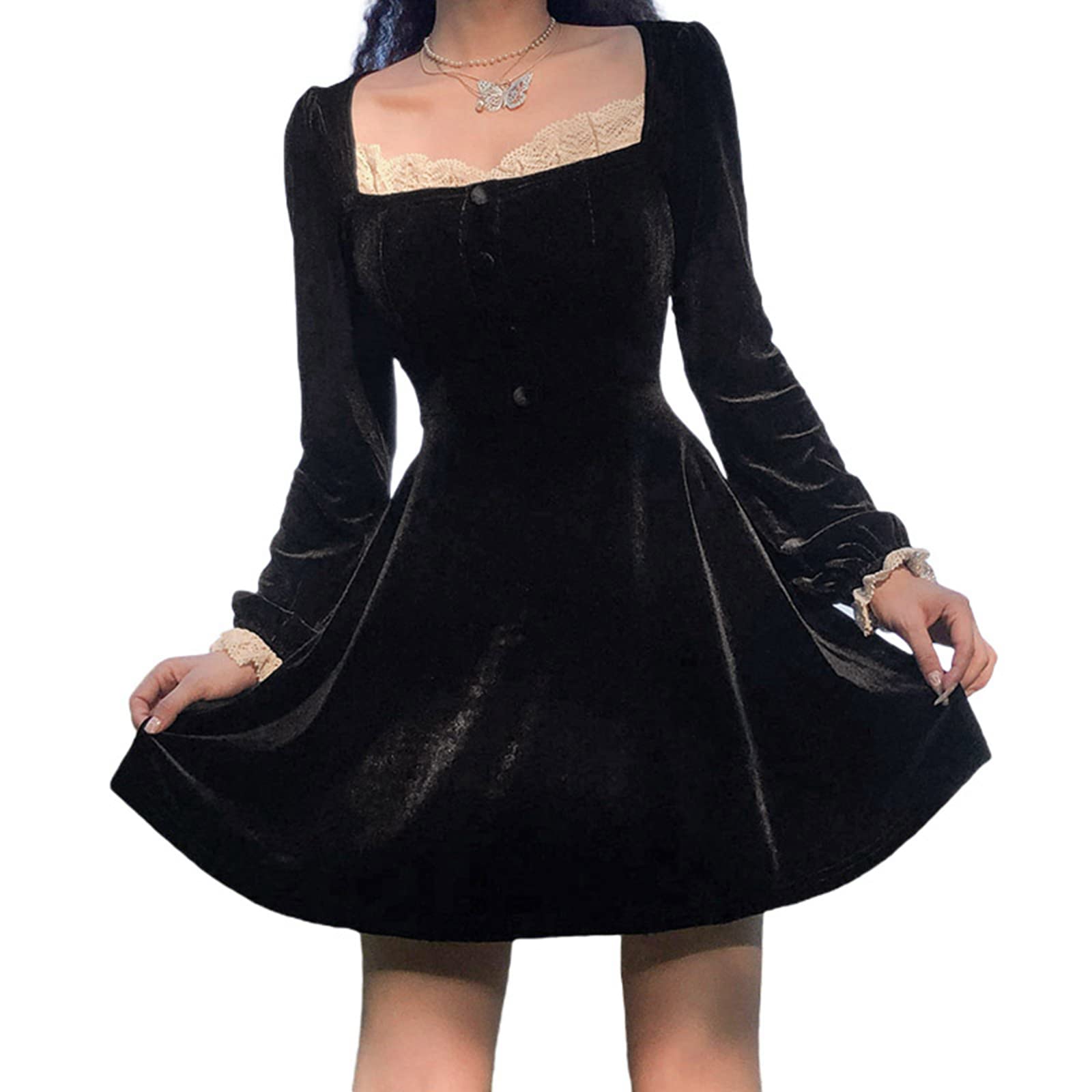 chinese dress ladies Amazon.com: LVCBL Women's Goth Dress Lace Long Sleeve Halloween Dress Black  Draped Slim fit Gothic Vintage Dresses Black S : Clothing, Shoes & Jewelry