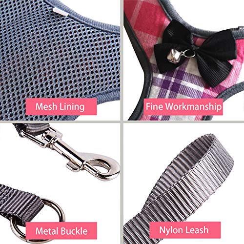RYPET Small Dog Harness and Leash Set - Dog Harness No Pull Pet Harness with Soft Mesh Nylon Vest for Small Dogs and Cats Pink S - Thumbnail 4