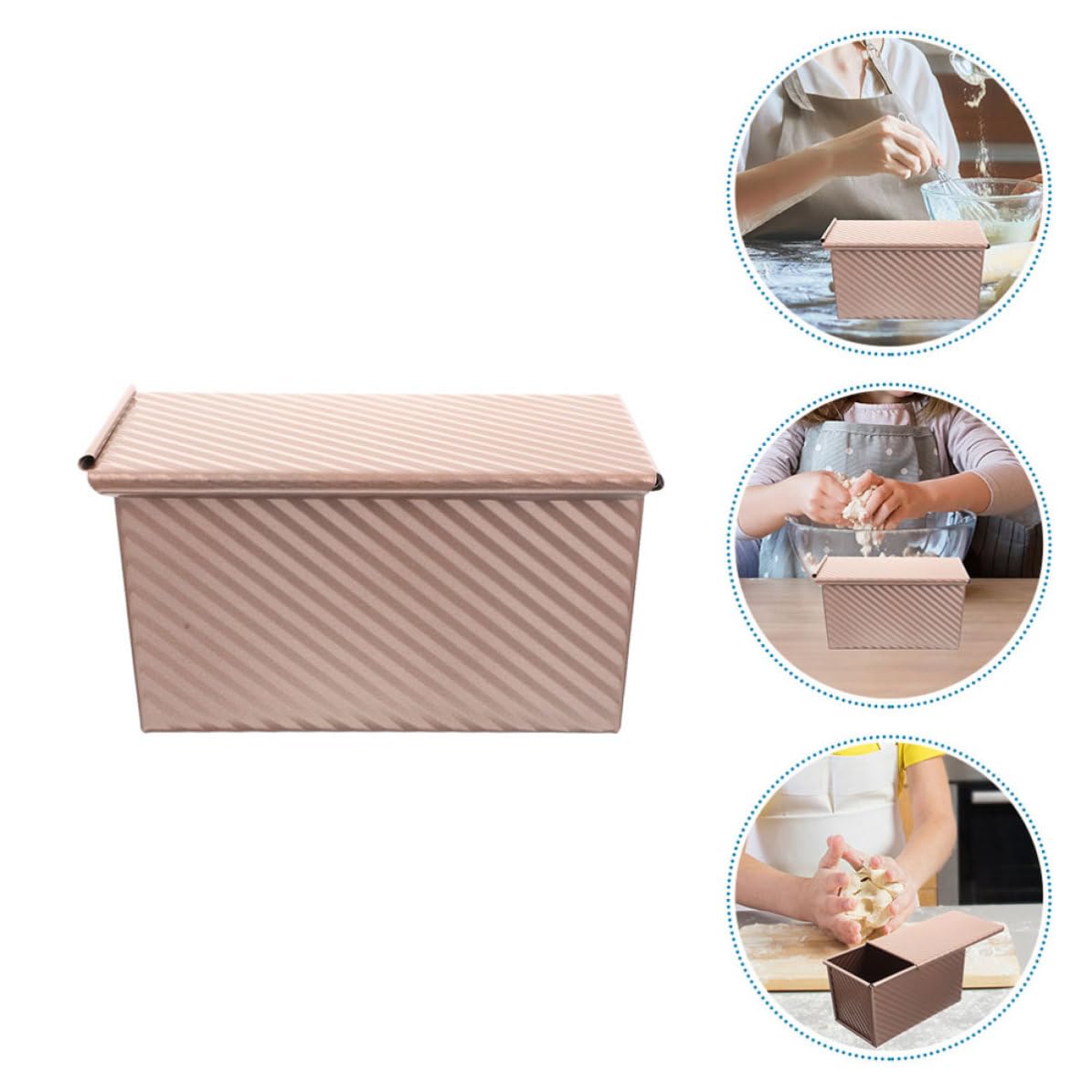 Luxshiny Molde para Pan de Acero al Carbono con Tapa, Resistente al Calor y Reutilizable, Molde Rectangular para Hornear en Casa, Pack de 2 Unidades para Aficionados al Pan