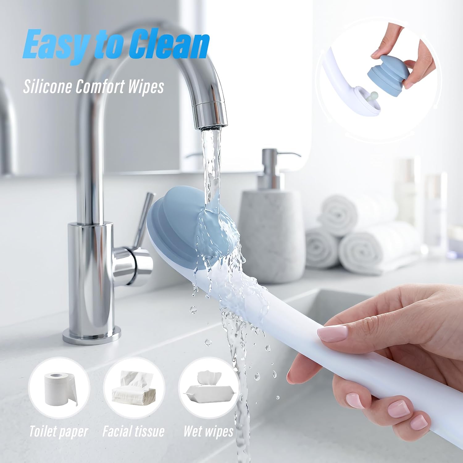 Innovation Toilet Aids for Wiping Bottom, 16.5" Firmly Clamp Bottom Buddy Wiping Aid, Butt Wiper Tool with Replaceable Head for Women, Men, Elderly, Pregnant, Disabled and Surgery Recovery