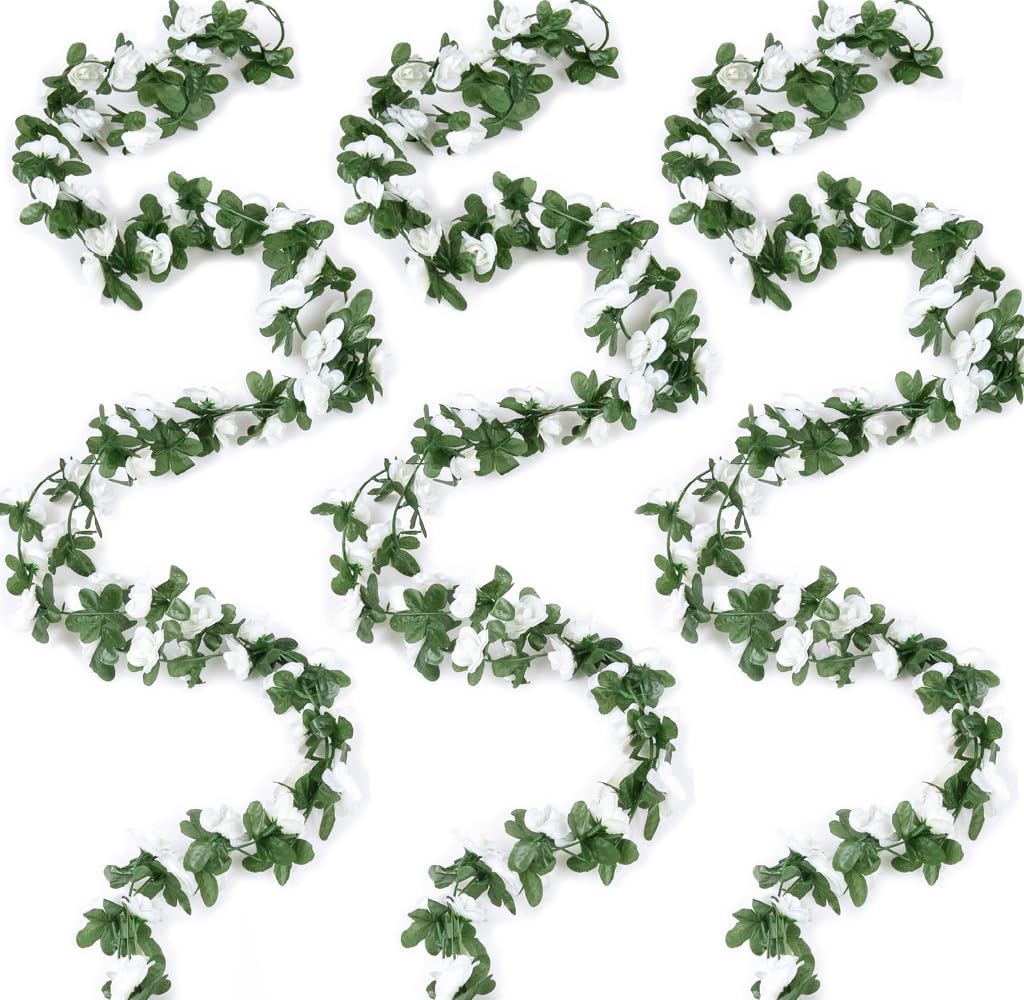 Kellegour 5 Piezas Guirnalda de Flores Artificiales,Guirnalda de Rosas Artificiales,Guirnaldas de Vid de Rosas Decoracion Vid de Flores Artificiales para Boda,Fiestas,Jardín Decoración