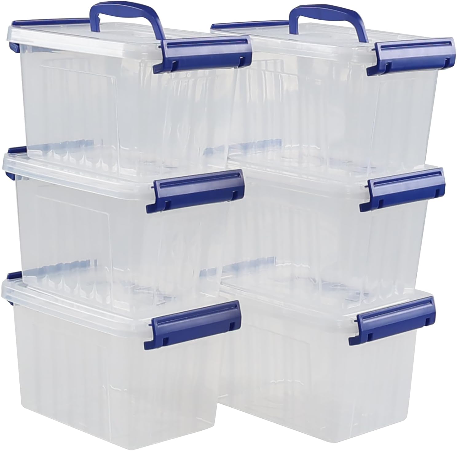 Cadineer 4 Set of 6 L Small Clear Plastic Storage Boxes with Lids, R ...