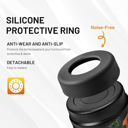 Miniatura 5 de Botella de agua aislada de 12 onzas con pajilla, botella de agua deportiva con boca ancha, taza térmica de viaje a prueba de fugas, color negro