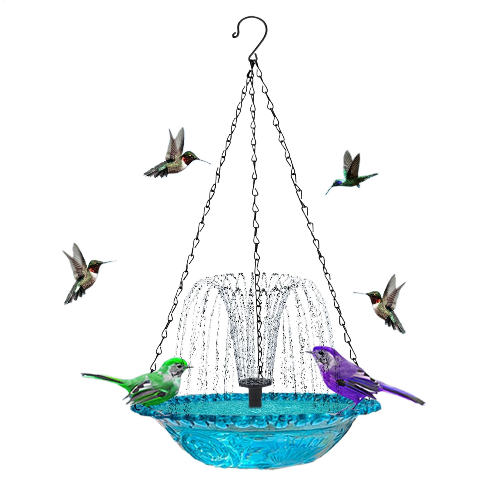 Fontaine solaire pour oiseaux et mangeoire suspendue déco pour une terrasse vivante