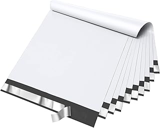 Fuxury 100 Pcs 12x15.5" Poly Mailers Shipping Bags for Clothing,Self Seal Plastic Mailing Envelopes for Packaging Postal Return Small Business,White