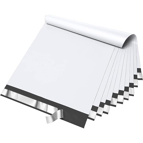 Fuxury 100 Pcs 12x15.5" Poly Mailers Shipping Bags for Clothing,Self Seal Plastic Mailing Envelopes for Packaging Postal Return Small Business,White