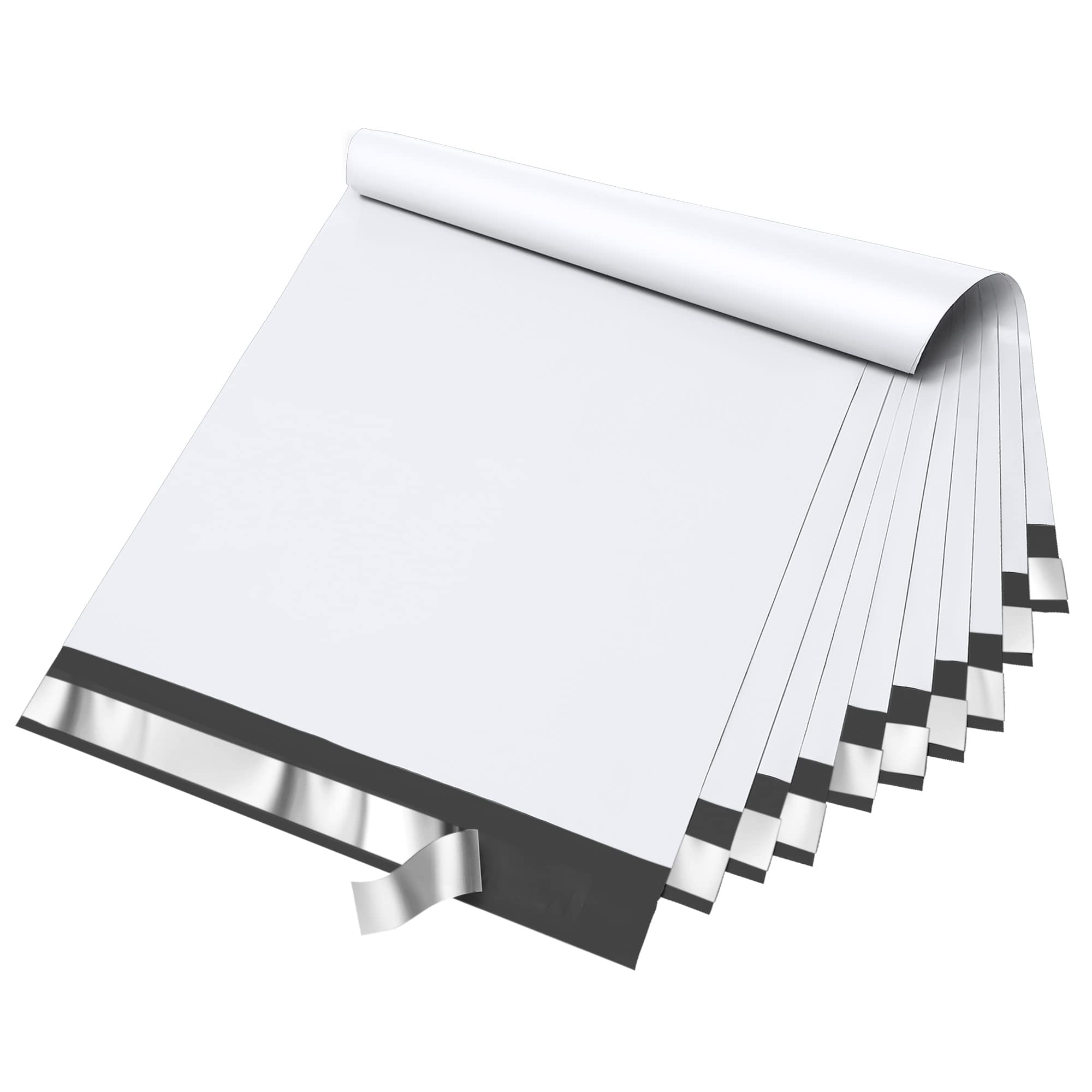 Fuxury 100 Pcs 12x15.5" Poly Mailers,Heavy Duty Shipping Bags for Clothing,Self Seal Plastic Mailing Envelopes for Books Packaging Postal Return Business,White