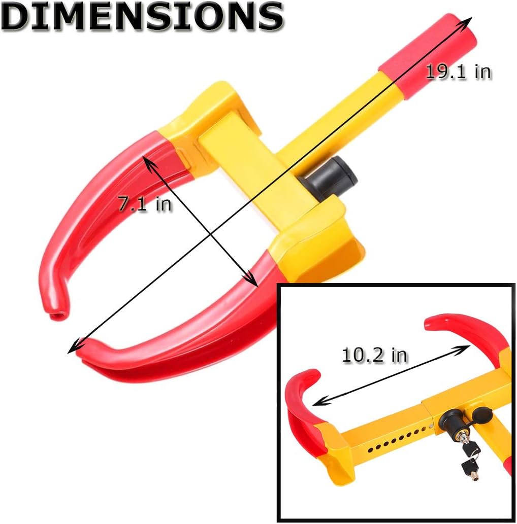 VaygWay Tire Clamp Wheel Lock- 2 Pack Metal Boot Stabilizer -Anti Theft Wheel Chock Lock Car Trailer Wheel-Security Travel Locking Claw Auto- Camper Car Van Truck SUV fits : Automotive
