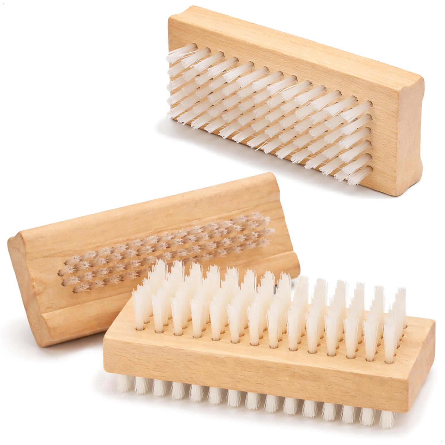 COM-FOUR® 3x szczoteczka do rak - drewniana szczoteczka do paznokci - dwustronna szczoteczka do mycia rak - szczoteczka do czyszczenia dloni i paznokci