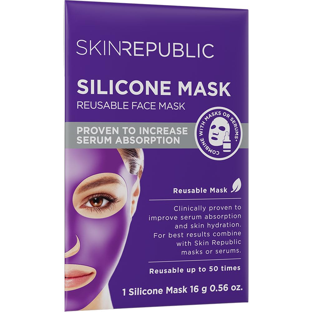 Skin Republic Silicone Reusable Face Mask For Skin Hydration, Serum Absorption