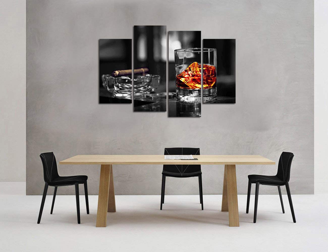 Amazon.com: HOMEOART Canvas Prints Whisky and Cigar Picture Home
