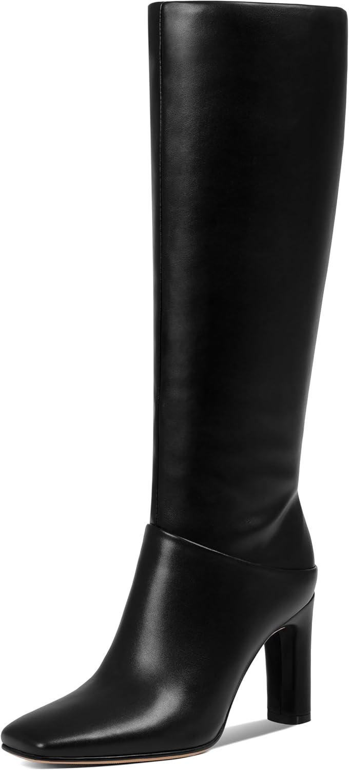 Uacllcau Knee High Boots for Women Square Toe Tall Boots Chunky Block Heel Long Boot with Side Zipper Fashion Dress Winter Fall Womens Boots