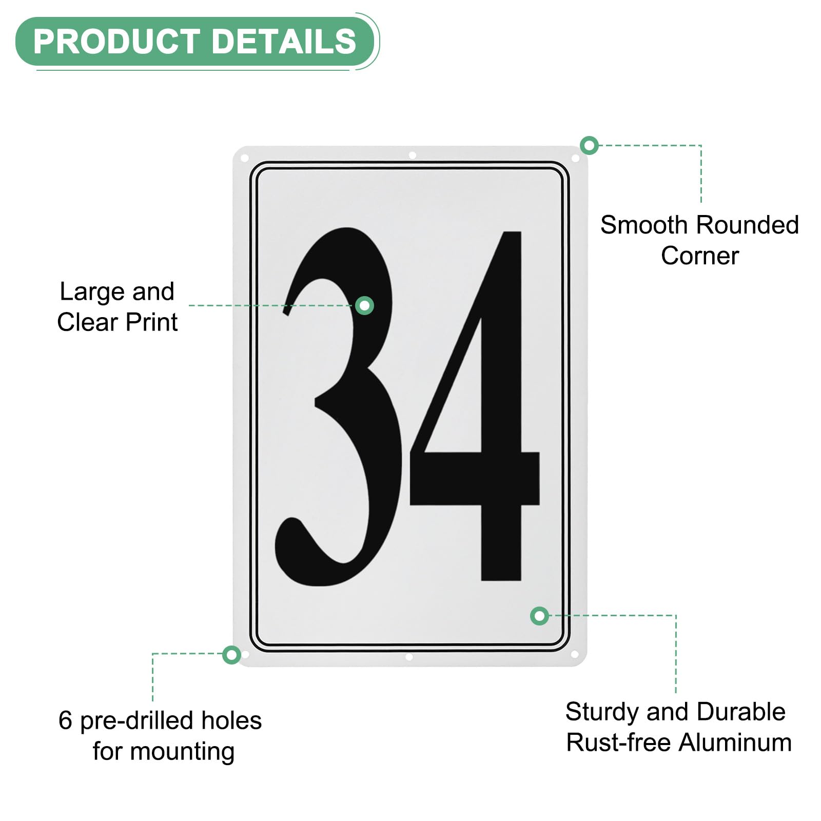 M METERXITY Aluminum Number Sign 34, 11.8 Inch House Numbers and Metal Letters, Parking Spot Letter Signs - Image 2