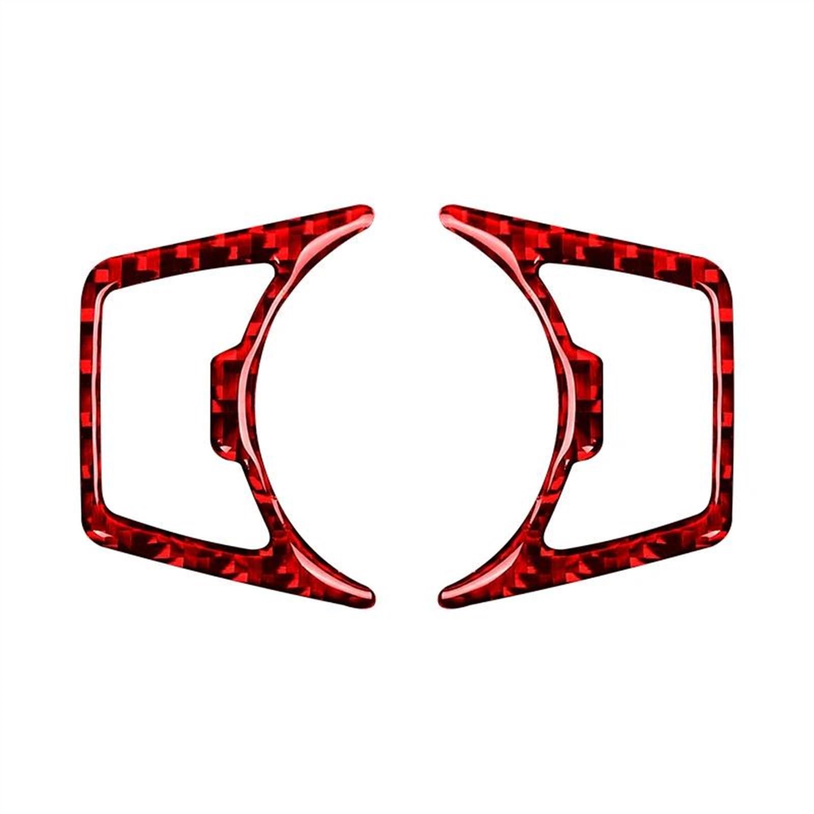 Carbon Fiber Car Headlight Switch Cover Trim Stickers Decoration Frame for Ford for Mustang GT 2015-2021 Anti-dust(Rosso)