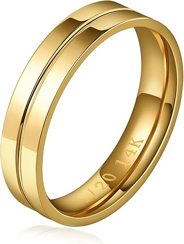 NOKMIT Anillos rellenos de oro de 14 quilates de 0.197 in para mujeres y niñas, delicado y grueso, anillo de compromiso para el pulgar, regalo de