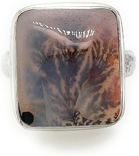 Miniatura 7 de Natural Scenic Dendritic Agate 925 Solid Sterling Silver Ring Size 7.25