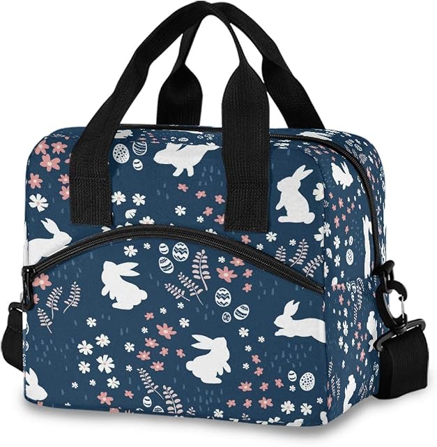 Nander Portable Thermal Insulated Cooler Waterproof Picnic School Work Lunch Box Bag Pouch - Cute Bunny Eggs In A Flower Meadow