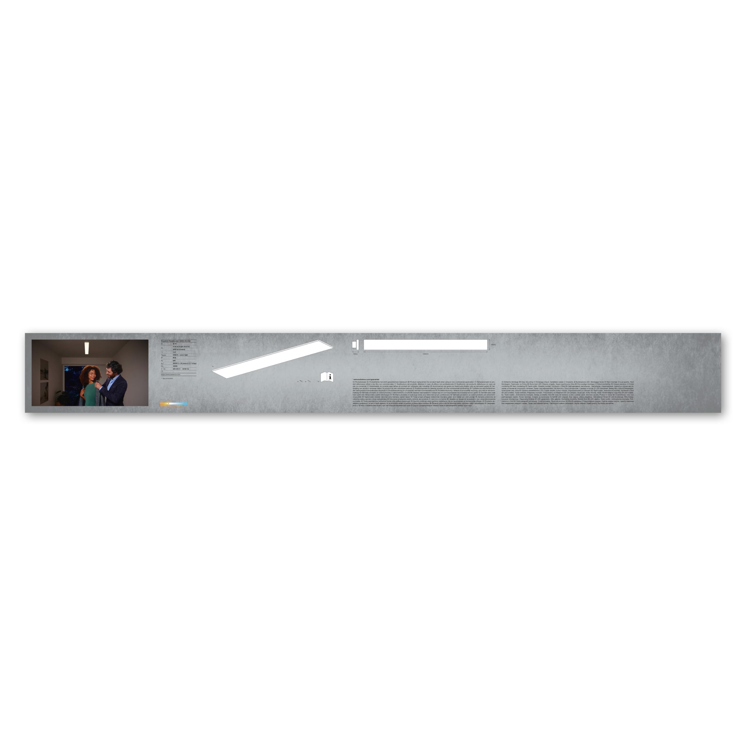 LEDVANCE Wand-und Deckenleuchte, Rahmenlose Panel Leuchte für Innen, Warmweiß (3000K), 35W, 1200mm x 100mm, PLANON FRAMELESS, 4058075470699, 120cm x 10cm