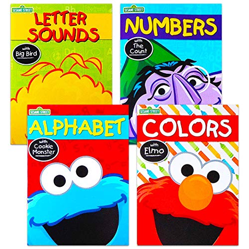 Set of 4 Sesame Street Workbooks (Alphabet, Letter Sounds, Colors, & Numbers)