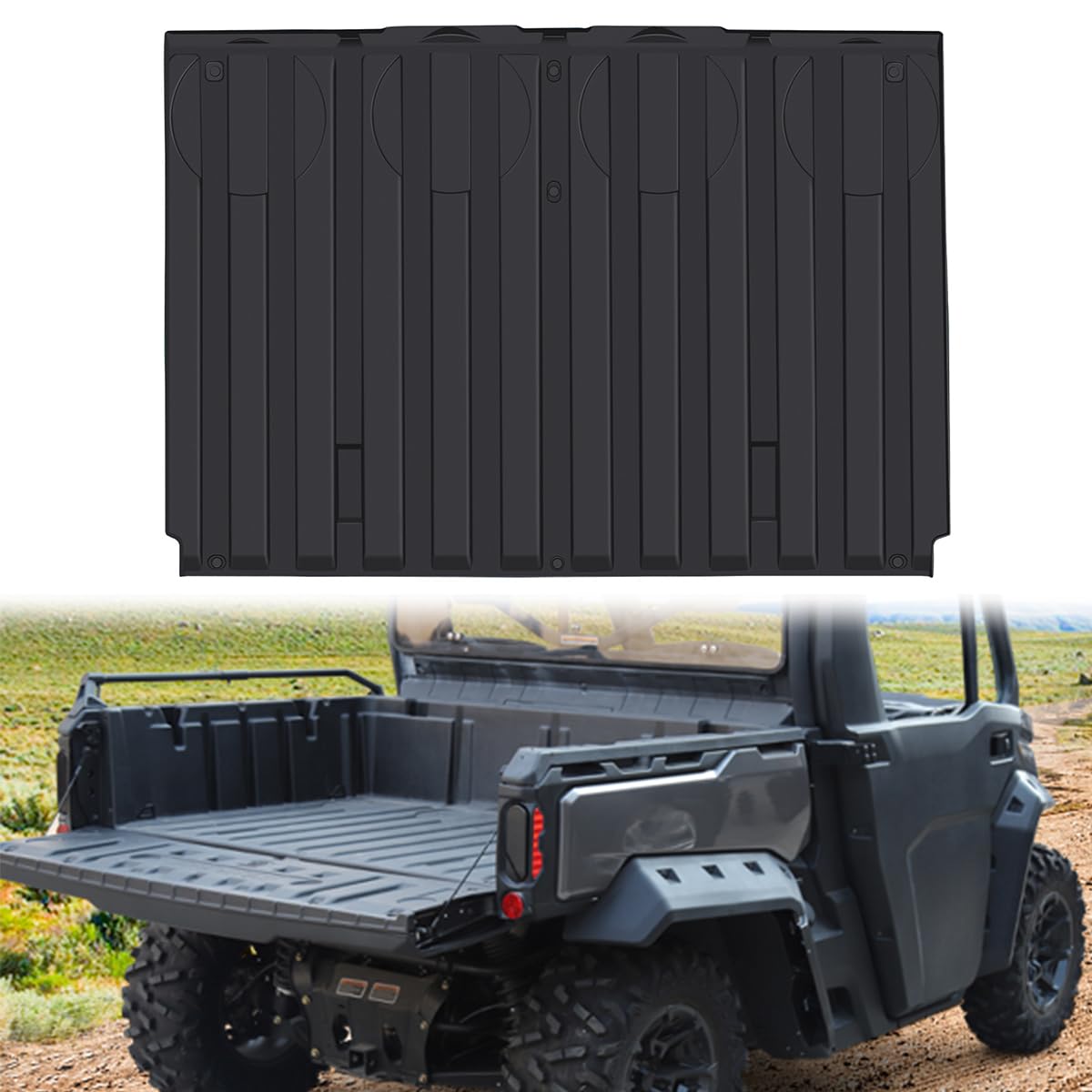 TPE Rear Cargo Bed Mat Bed Liner Compatible with Can Am Defender HD5 / HD8 / HD10 / MAX 2016-2023 Accessories, All Weather Protection Slush Liner