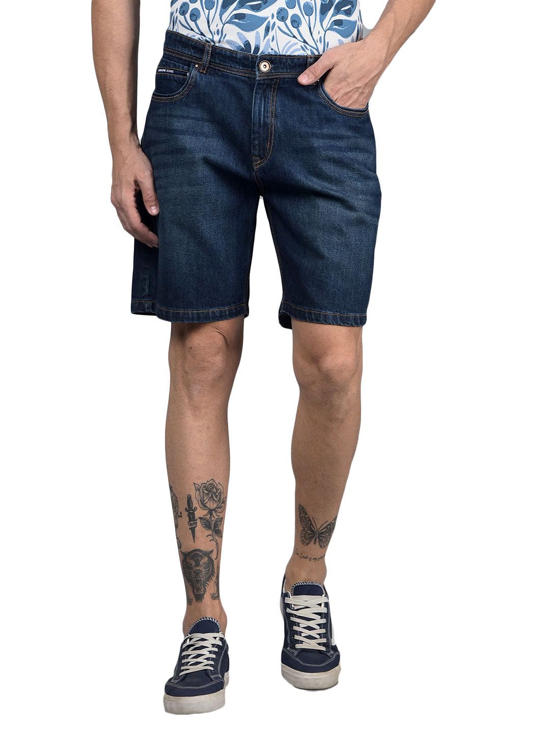 crimsoune club Men's Navy Blue 100% Cotton Denim Shorts-picture-12