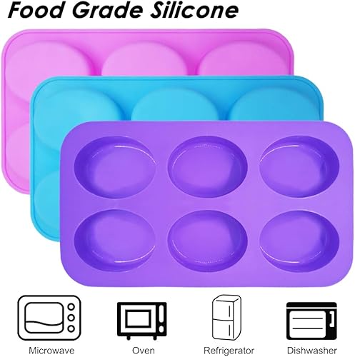 Miniatura 2 de findTop - 3 paquetes de molde de silicona para tartas de forma ovalada, molde de jabón hecho en casa para tartas, hornear, tartas, pudín, galletas,