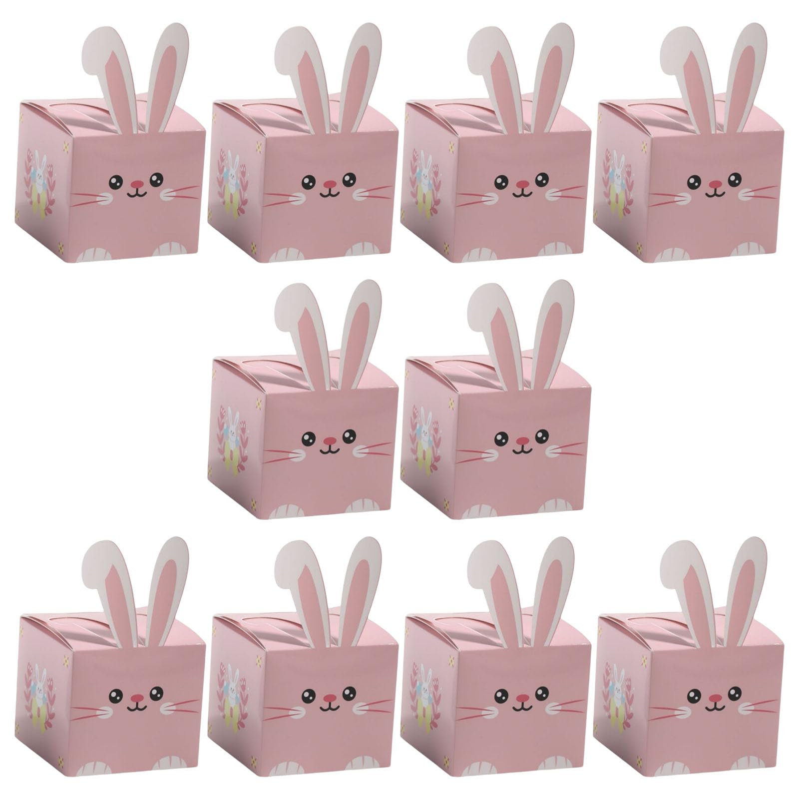 Jazuaiao 10pcs Sophisticated Easter Rabbits Ears Cardboard Gift Boxes Candy Holders for Holiday Cookie and School Party Supplies Easter Gift Packaging