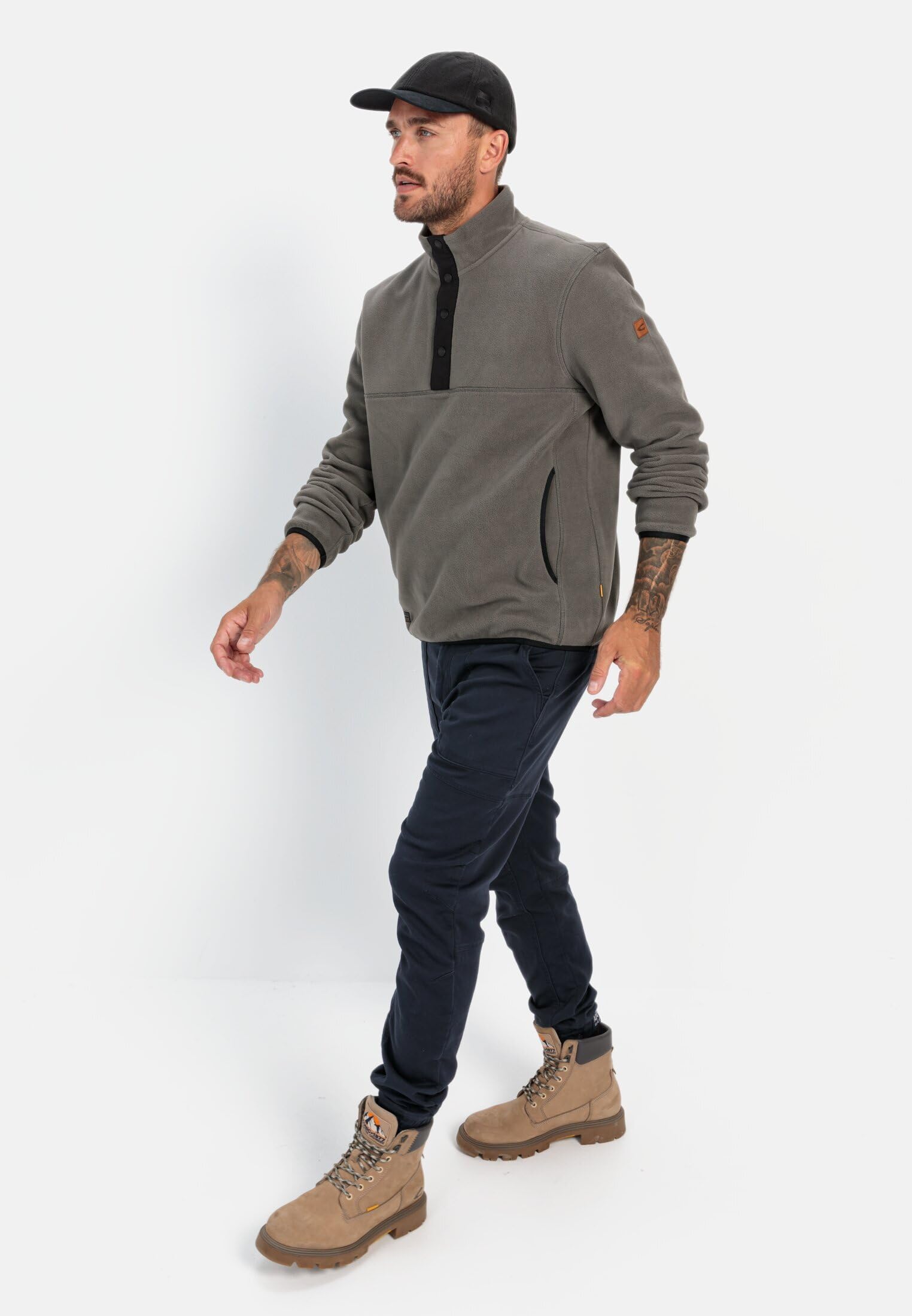 camel active Herren Fleece Troyer aus recyceltem Material