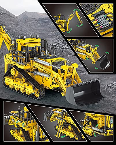 Fawn Mould 17023, Bulldozer Technik Modell, Bagger Bausteine Fernbedienung Bausatz, Doppelschaufel, 3963 Teile mit 6… – Bild 4
