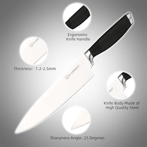 Miniatura 4 de KATISUN Juego de cuchillos de 15 piezas, acero alemán, duradero y apto para lavavajillas, juego de bloques de cuchillos con mango ergonómico con