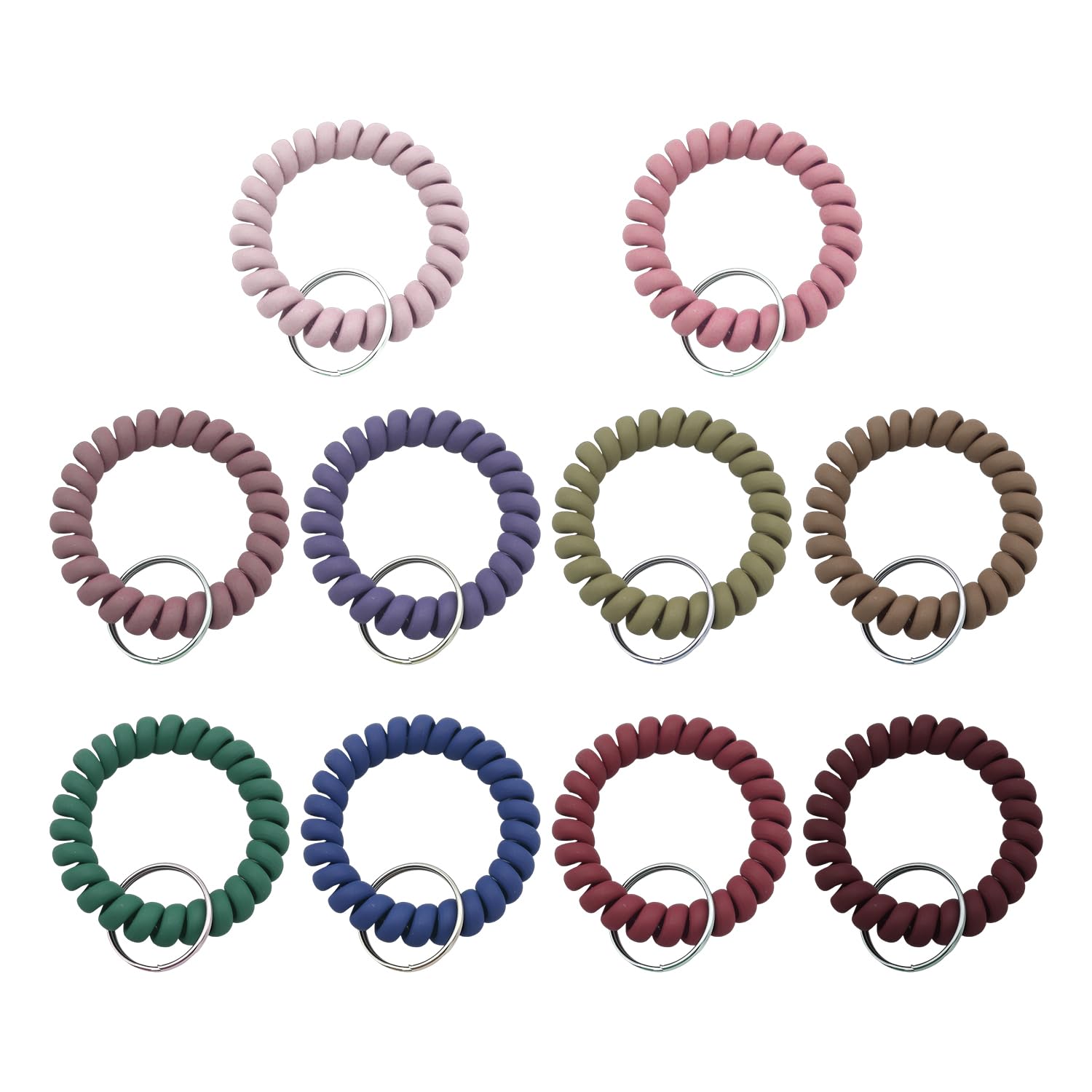 WUFGWBD 10 Pieces Wrist Keychains, Plastic Spring Keychains, Elastic Keychains, Stretchable Keychains, Multifunctional Keychains