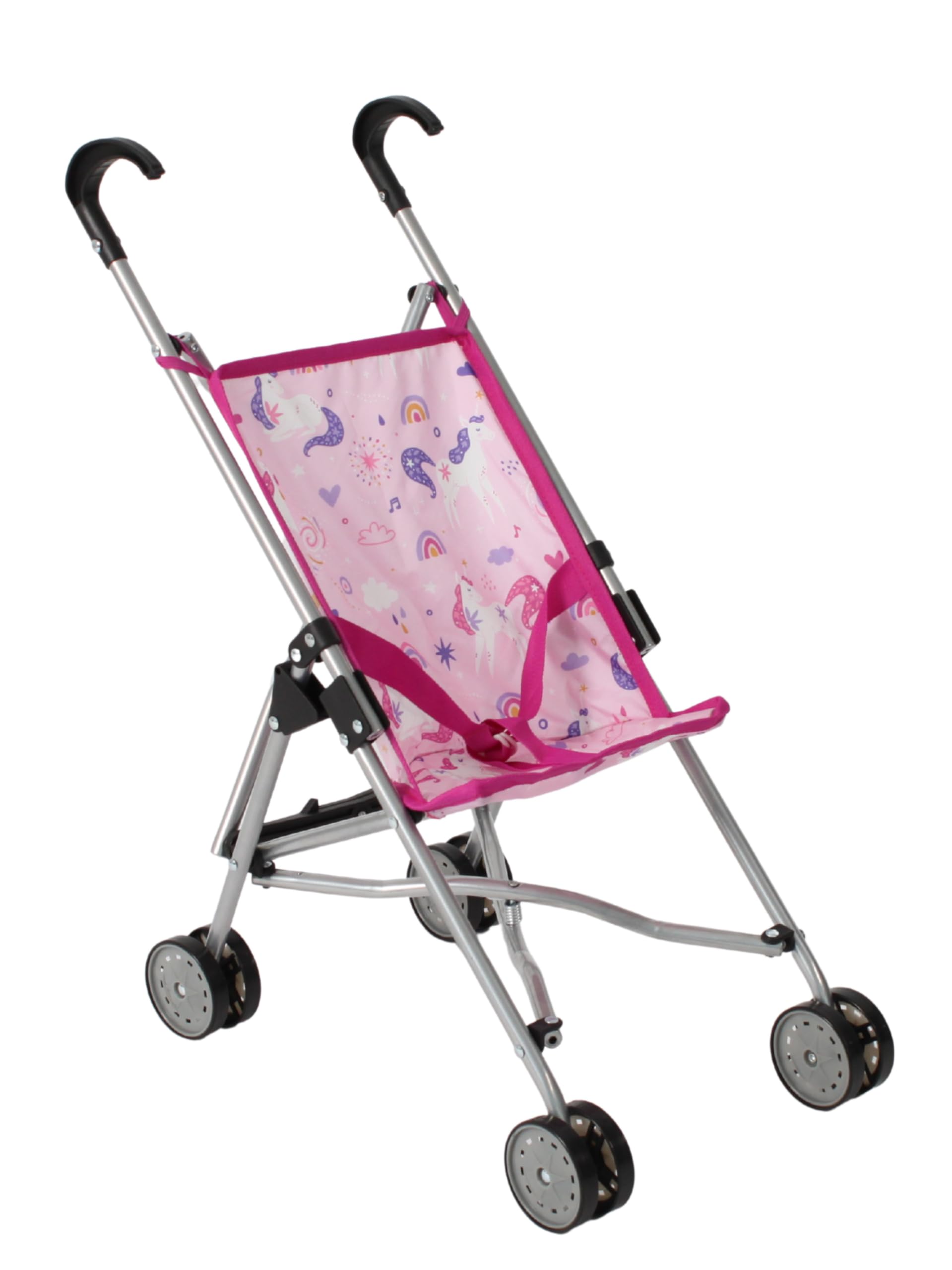 Bayer Chic 2000 - Passeggino per bambole Funny, passeggino per bambole, mini passeggino, unicorno rosa, rosa - 1